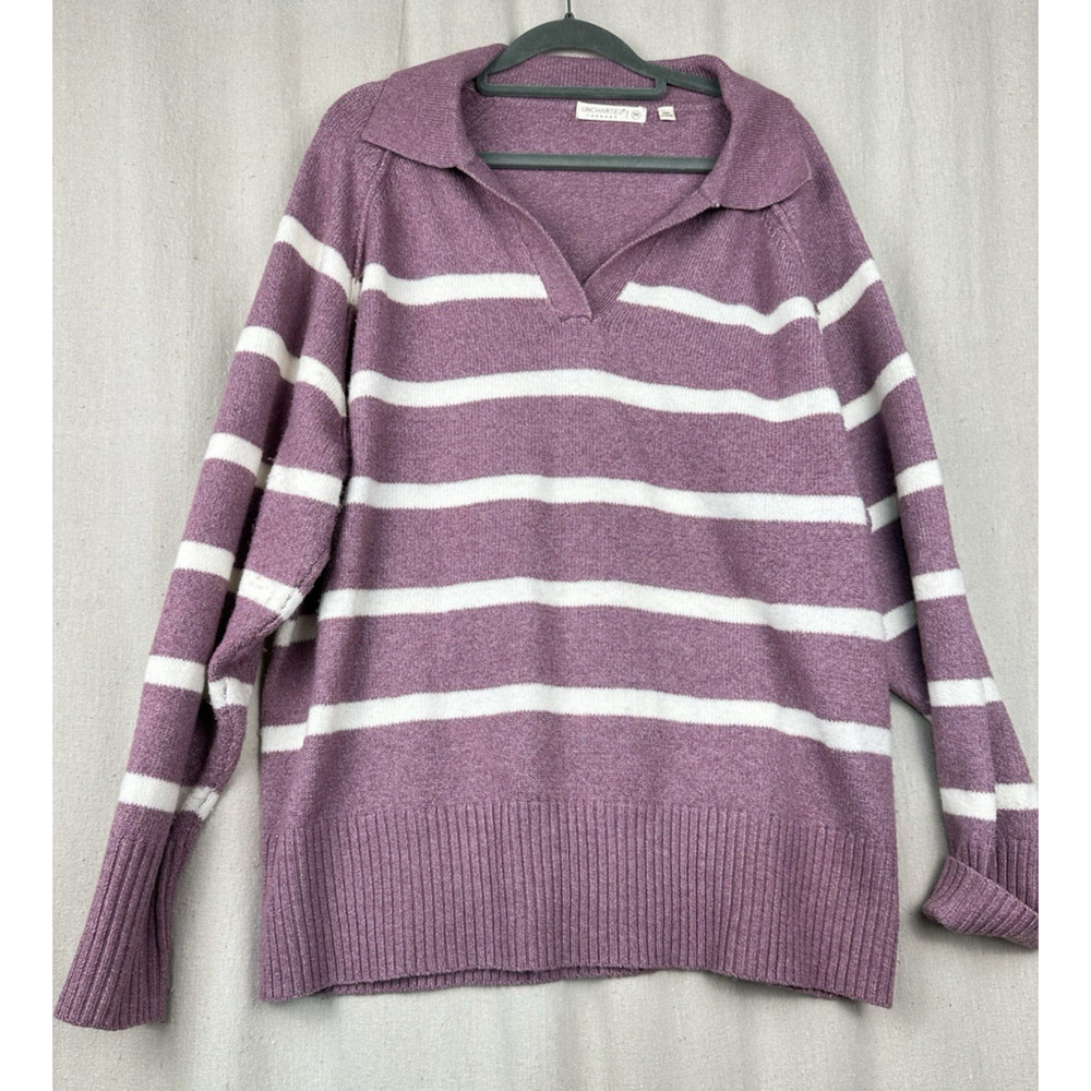 Uncharted Threads | Women's Medium Sweater Relaxed Fit Purple Long Sleeve